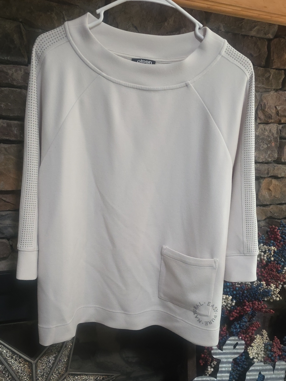 Olsen Cora Jersey Relax Fit Super Soft 3/4  Sleeve Top Sz L